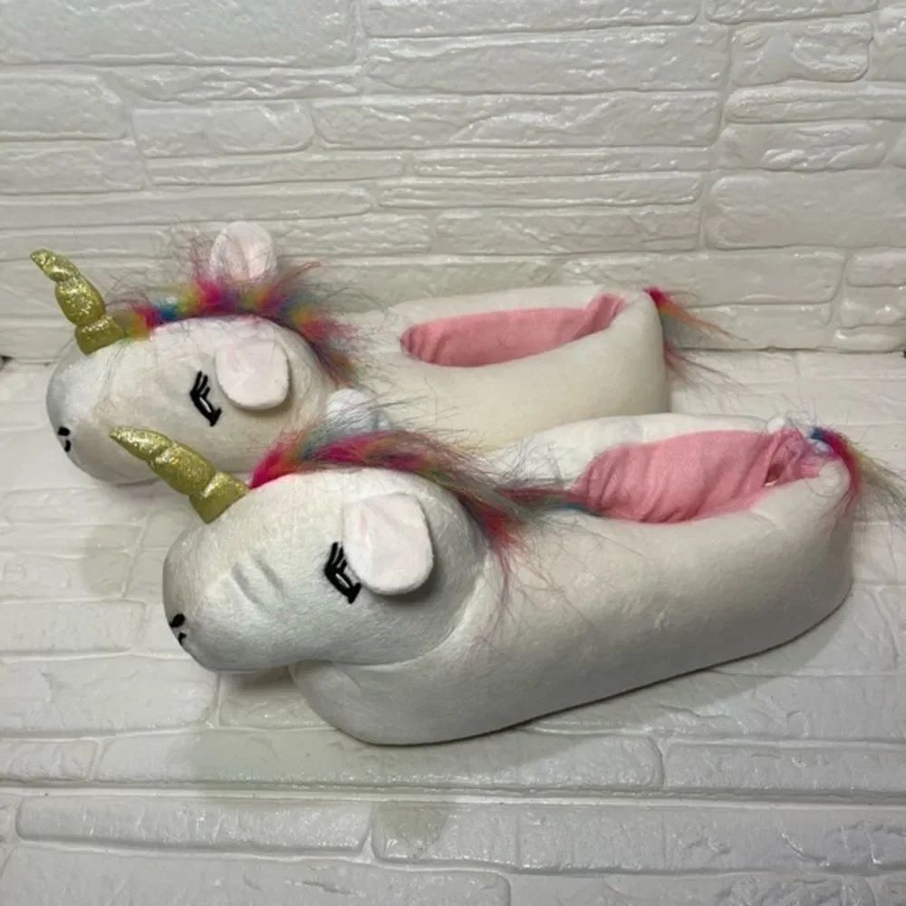 Unicorn Faux-Fur Critter Slippers